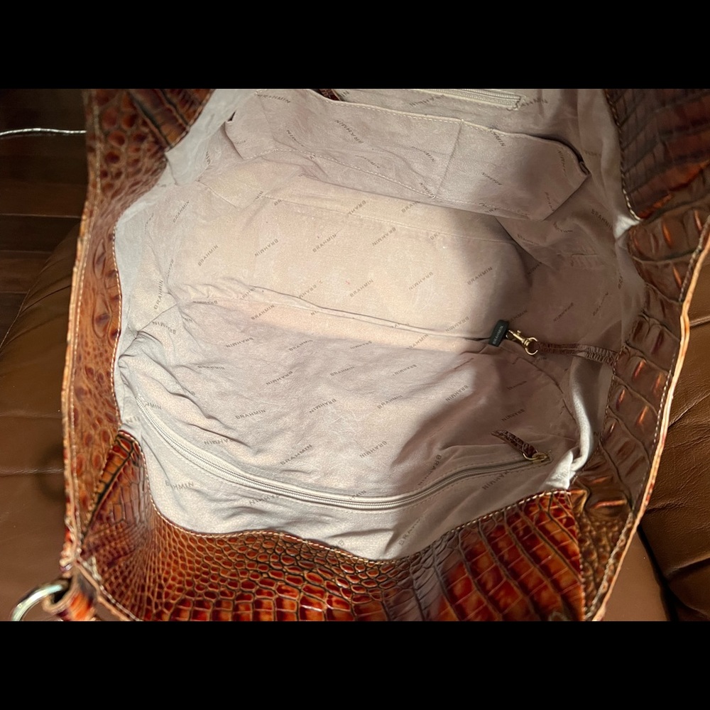 Brahmin Croc-Embossed Shoulder Bag in Rich Cognac and Amber - Picture 10 of 11
